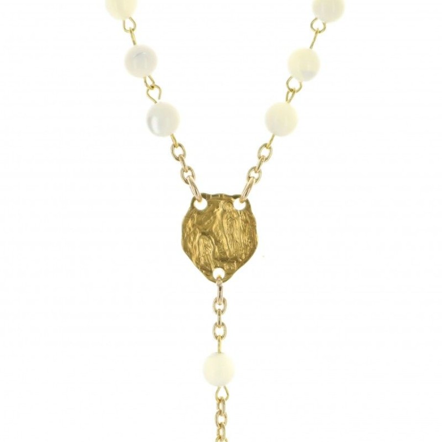 Palais du Rosaire Chapelet Plaque Or | Chapelet Plaque Or Avec Grains En Nacre