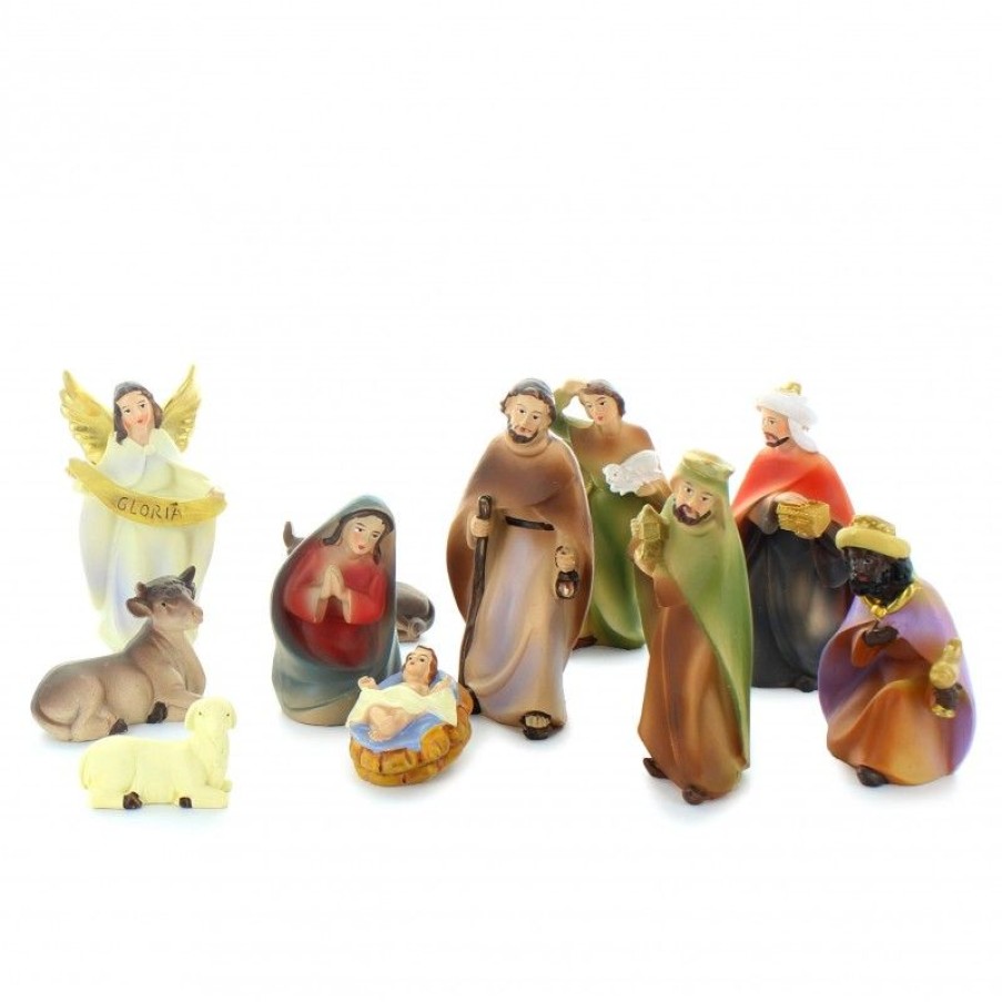 Palais du Rosaire Creche | Creche Complete De 11 Pieces En Resine Imitation Bois 8Cm
