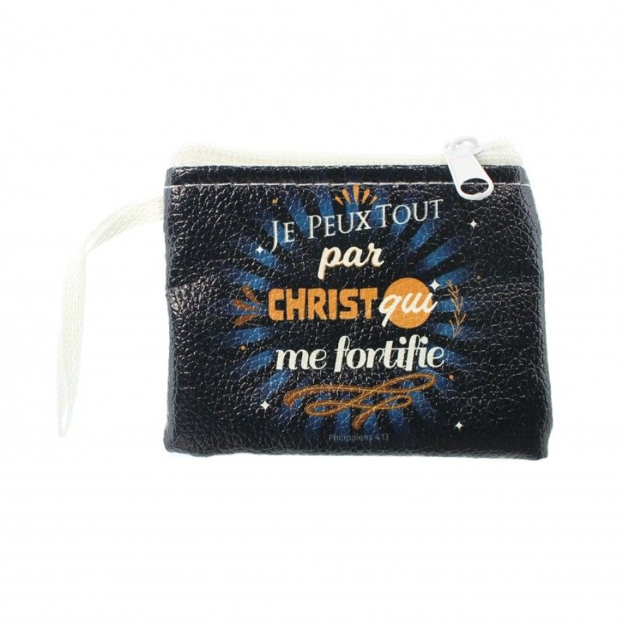 Palais du Rosaire Porte&Monnaie | Porte Monnaie \\"Je Peux Tout Par Christ Qui Me Fortifie\\" 9X11Cm