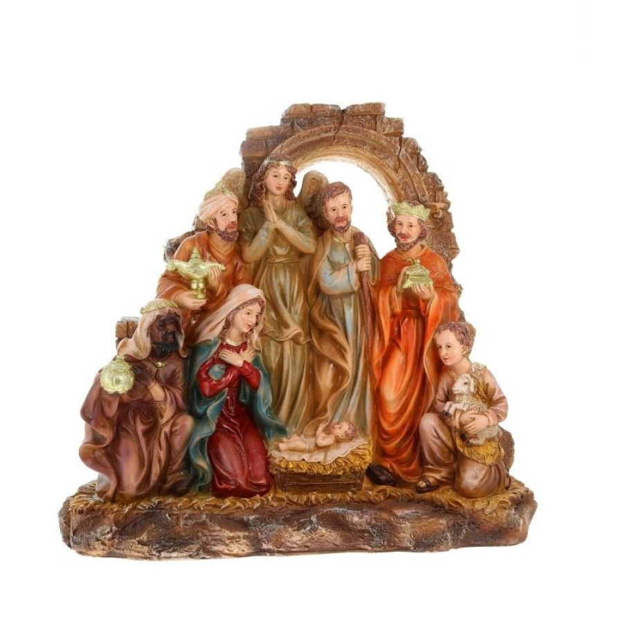 Palais du Rosaire Creche | Creche De Noel En Resine Coloree De 30Cm