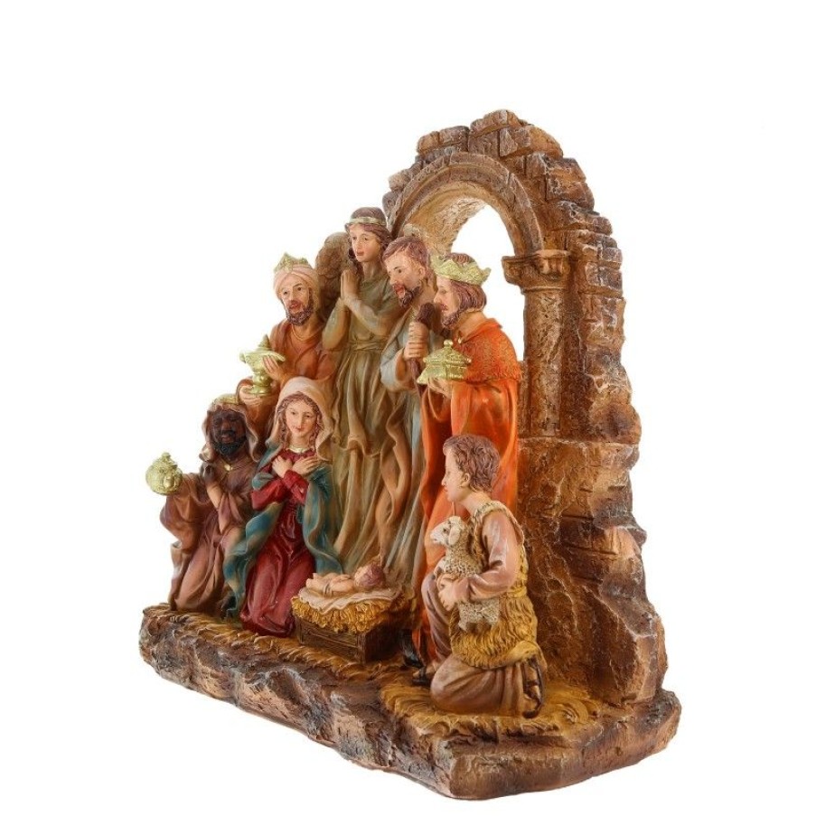 Palais du Rosaire Creche | Creche De Noel En Resine Coloree De 30Cm