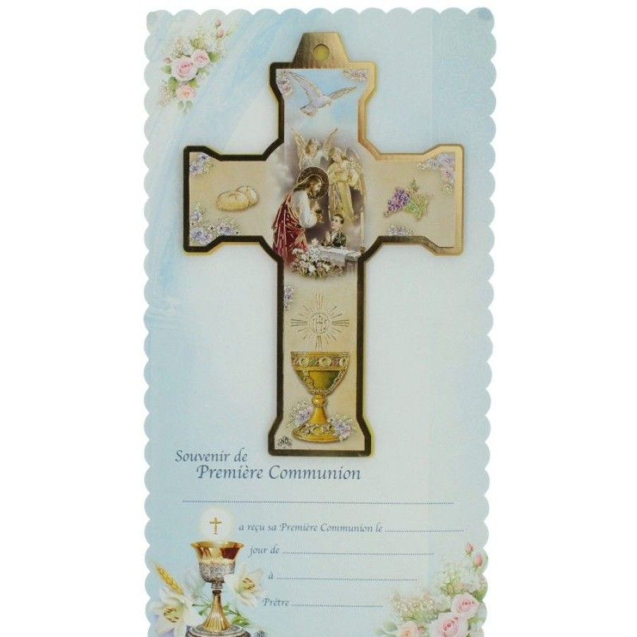 Palais du Rosaire Communion | Croix De Communion Pour Garcon Avec Un Certificat Souvenir