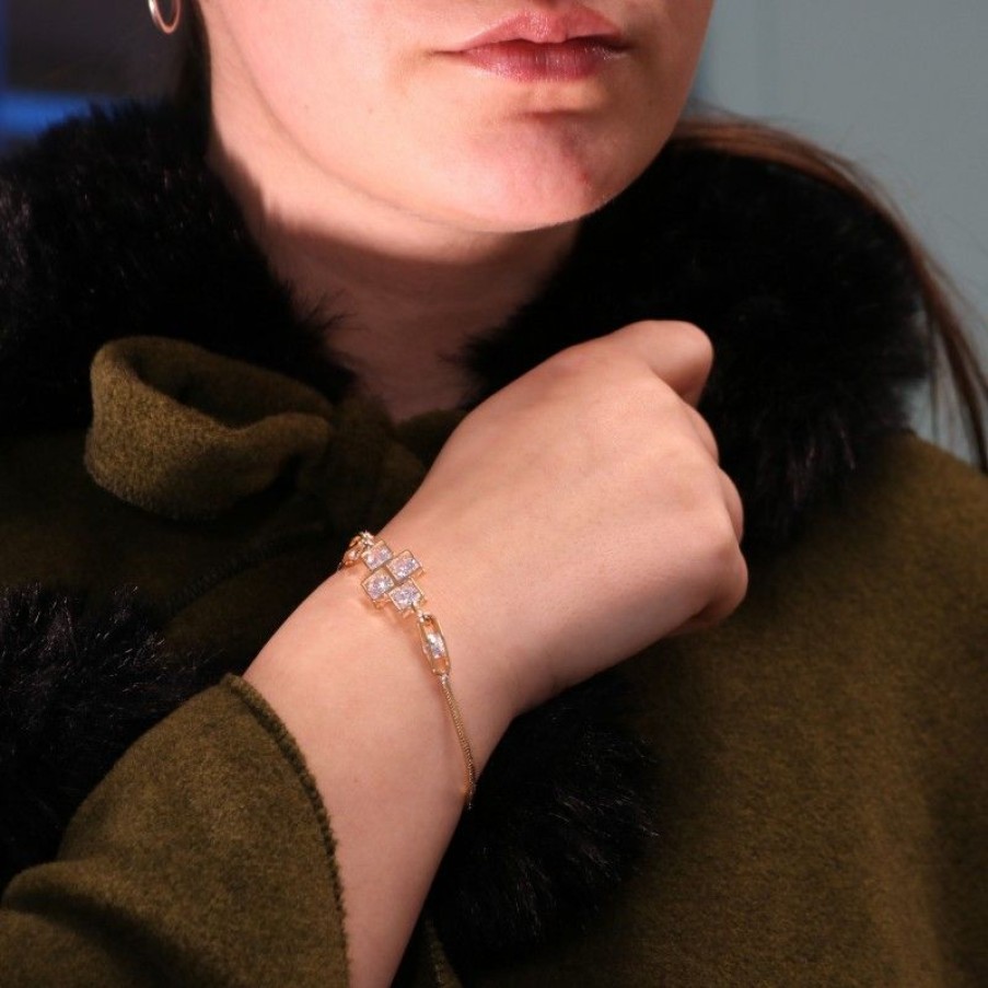 Palais du Rosaire Bracelet Fantaisie | Bracelet Religieux Dore Avec Croix En Zircon