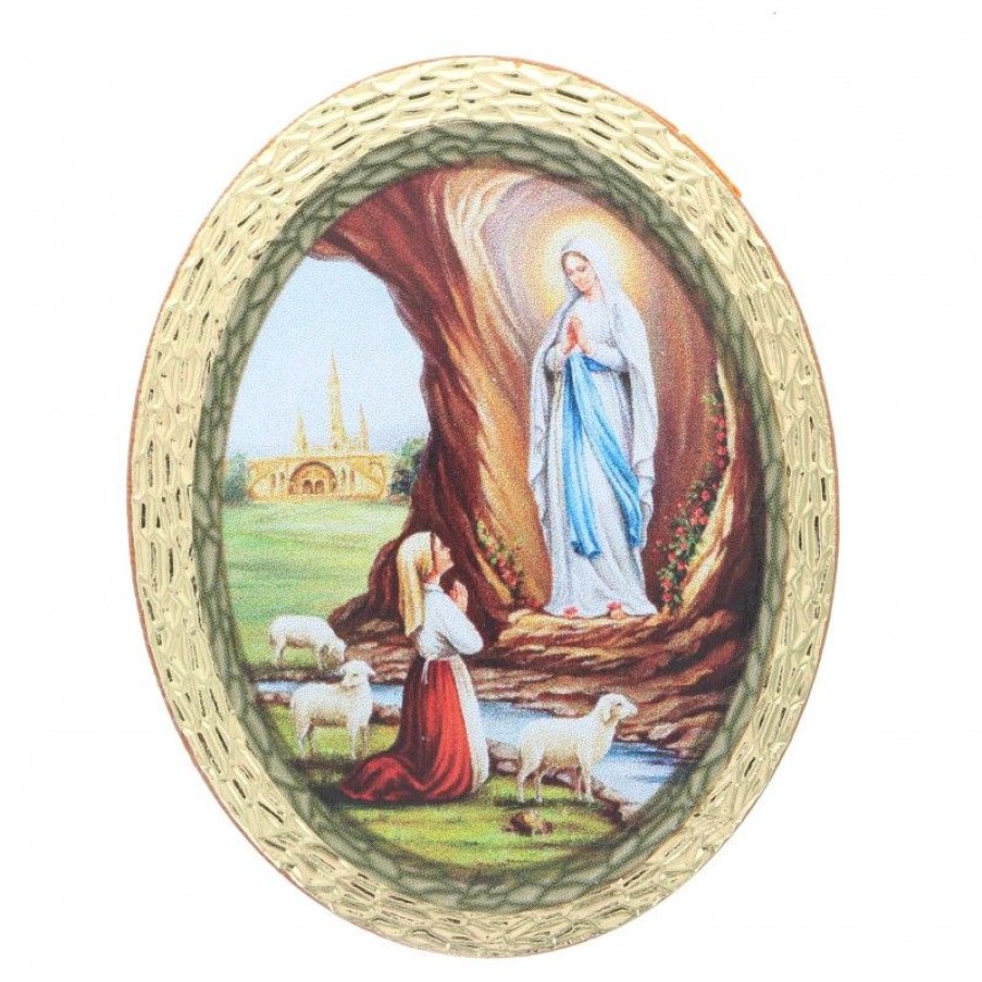 Palais du Rosaire Magnet | Magnet De L'Apparition De Lourdes De Forme Ovale