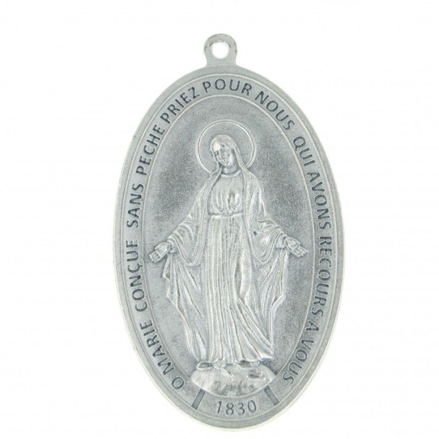 Palais du Rosaire Medaille Et Croix Metal | Grande Medaille Miraculeuse 10 Cm En Metal