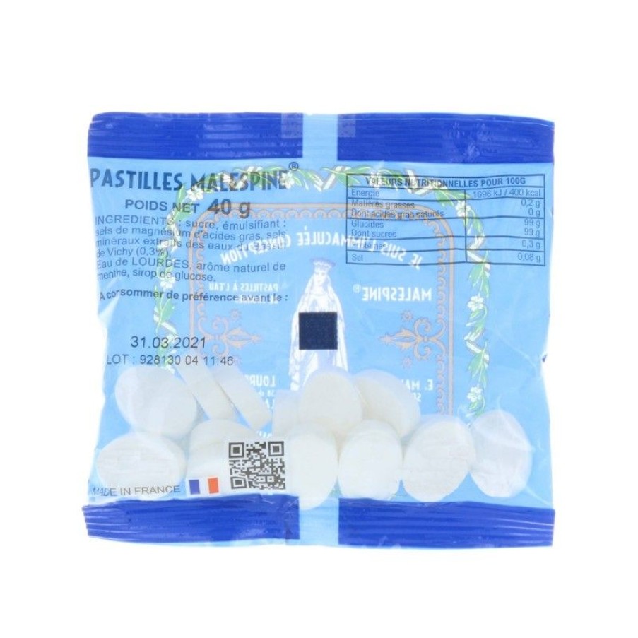Palais du Rosaire Pastille Menthe A L'Eau De Lourdes | Sachet De Pastilles Menthe A L'Eau De Lourdes 40G