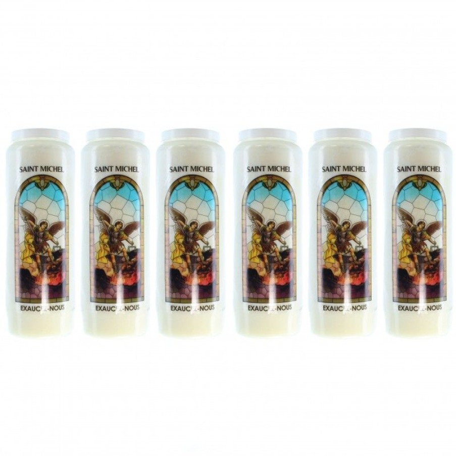 Palais du Rosaire Bougie Neuvaine | Lot De 6 Bougies De Neuvaine De Saint Michel Avec Prieres