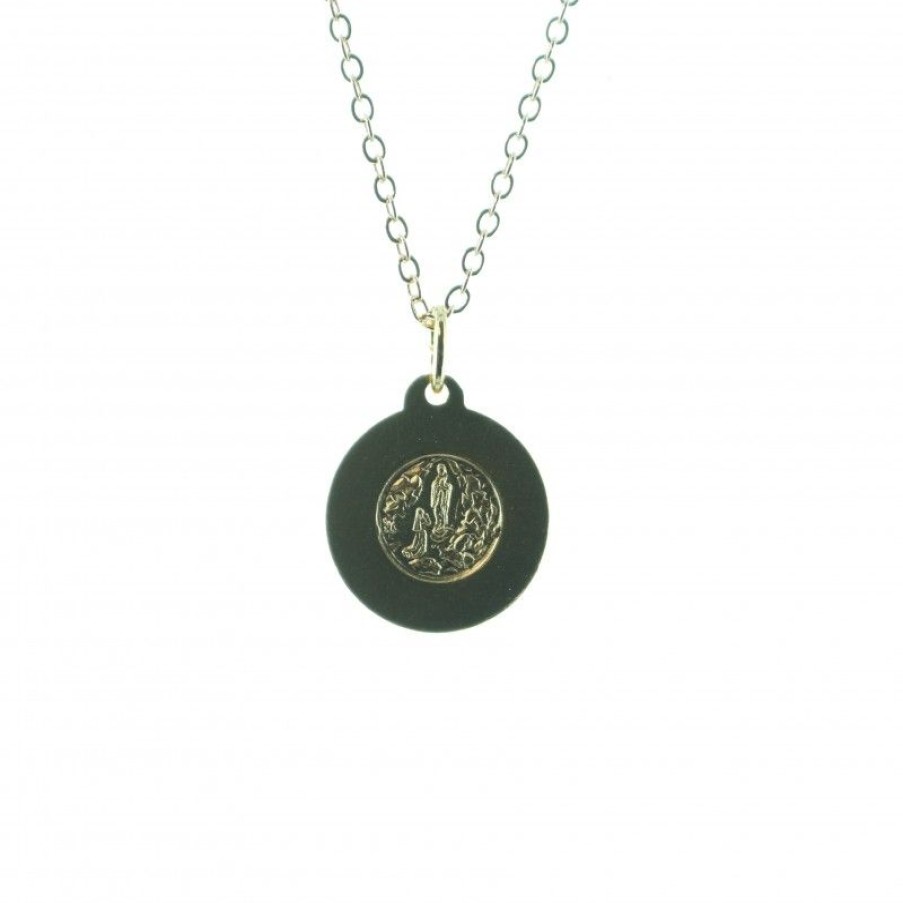 Palais du Rosaire Collier Fantaisie | Parure En Metal Dore Avec Medaille Vierge De Profil 21 Mm