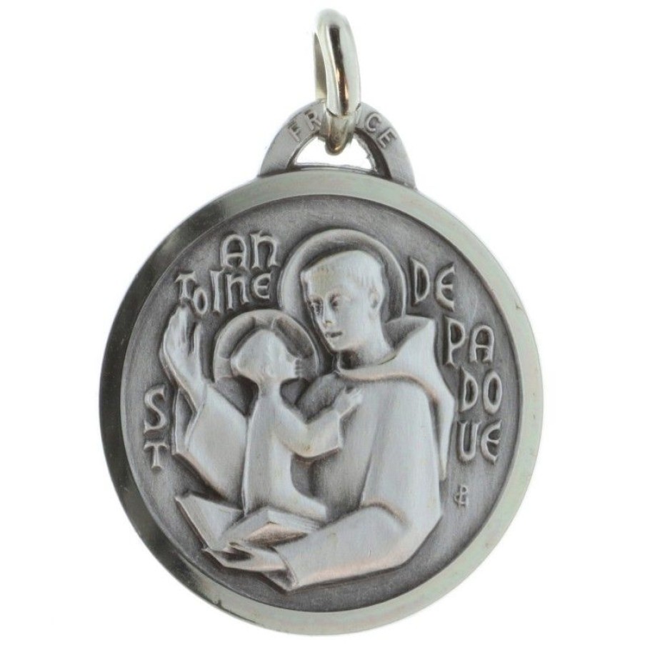 Palais du Rosaire Medaille Et Croix Metal | Medaille De Saint Antoine De Padoue Argentee 20Mm