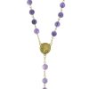 Palais du Rosaire Chapelet Plaque Or | Chapelet Plaque Or Avec Grains En Pierre Amethyste