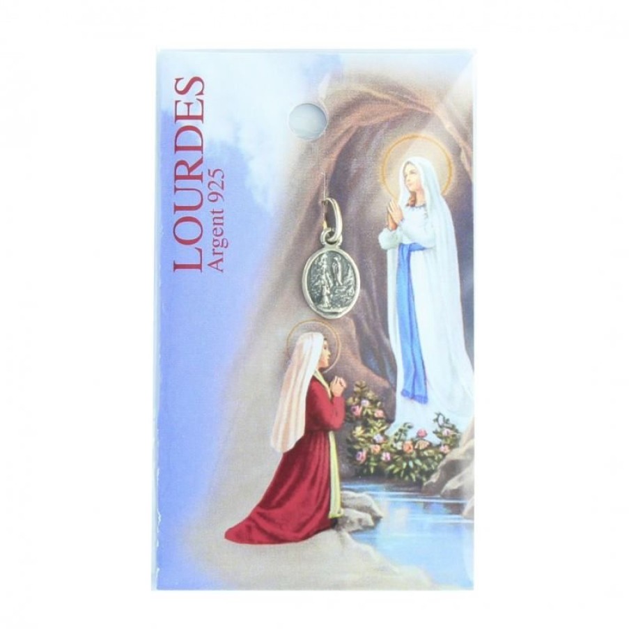 Palais du Rosaire Medaille Et Croix Argent | Medaille De L'Apparition De Lourdes En Argent De 20Mm