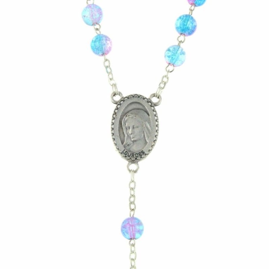 Palais du Rosaire Chapelet Verre | Chapelet De Lourdes Avec Grains En Verre Bicolores
