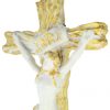 Palais du Rosaire Crucifix Resine | Crucifix En Resine Blanche Et Paillettes Dorees 17Cm