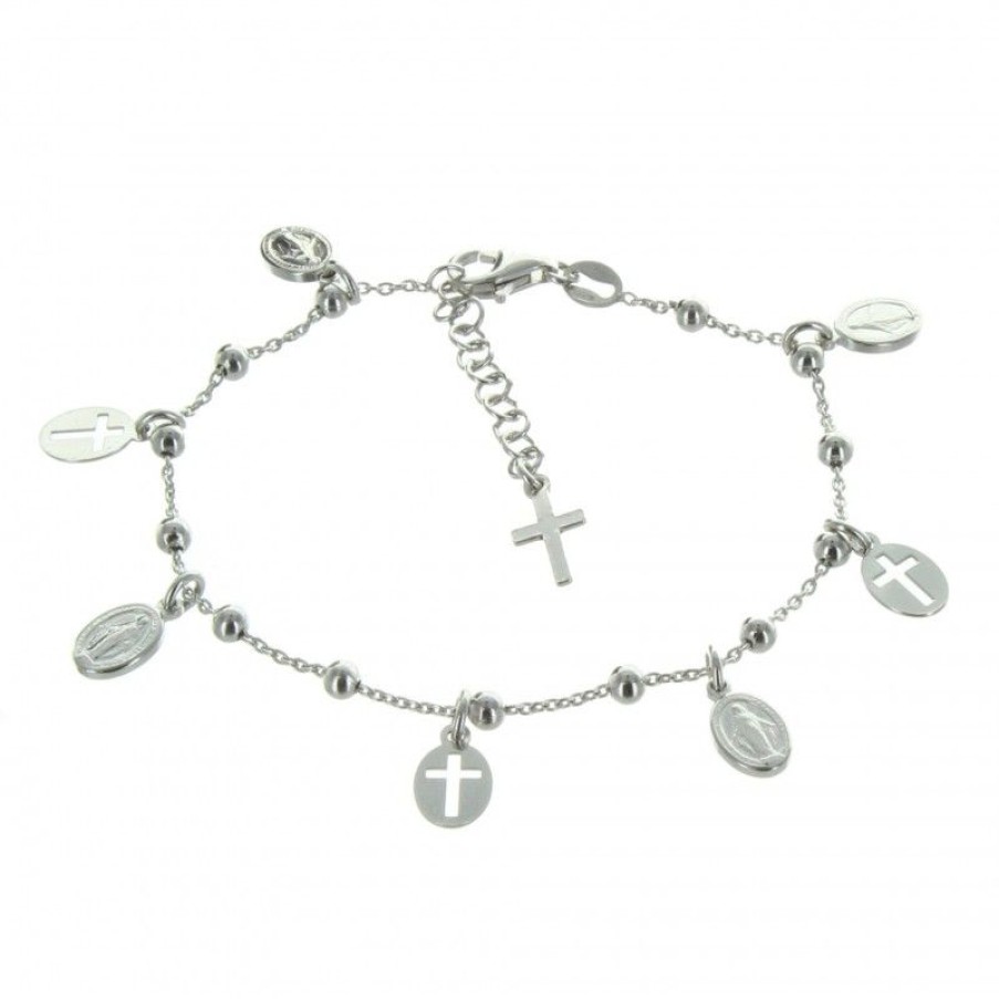 Palais du Rosaire Bracelet Argent | Bracelet En Argent Avec Des Medailles Miraculeuse Et Des Croix