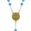 Palais du Rosaire Chapelet Plaque Or | Chapelet De Lourdes Grains En Turquoises Et Croix Plaque Or