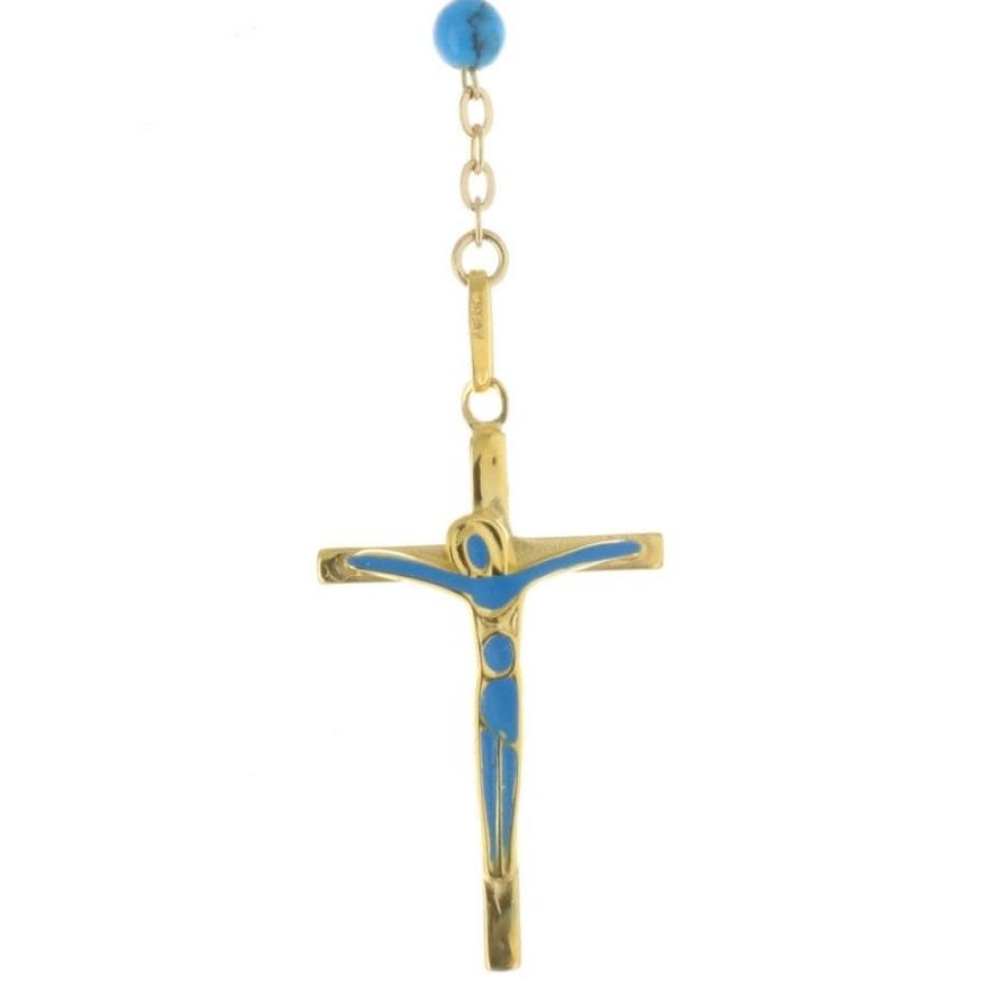 Palais du Rosaire Chapelet Plaque Or | Chapelet De Lourdes Grains En Turquoises Et Croix Plaque Or