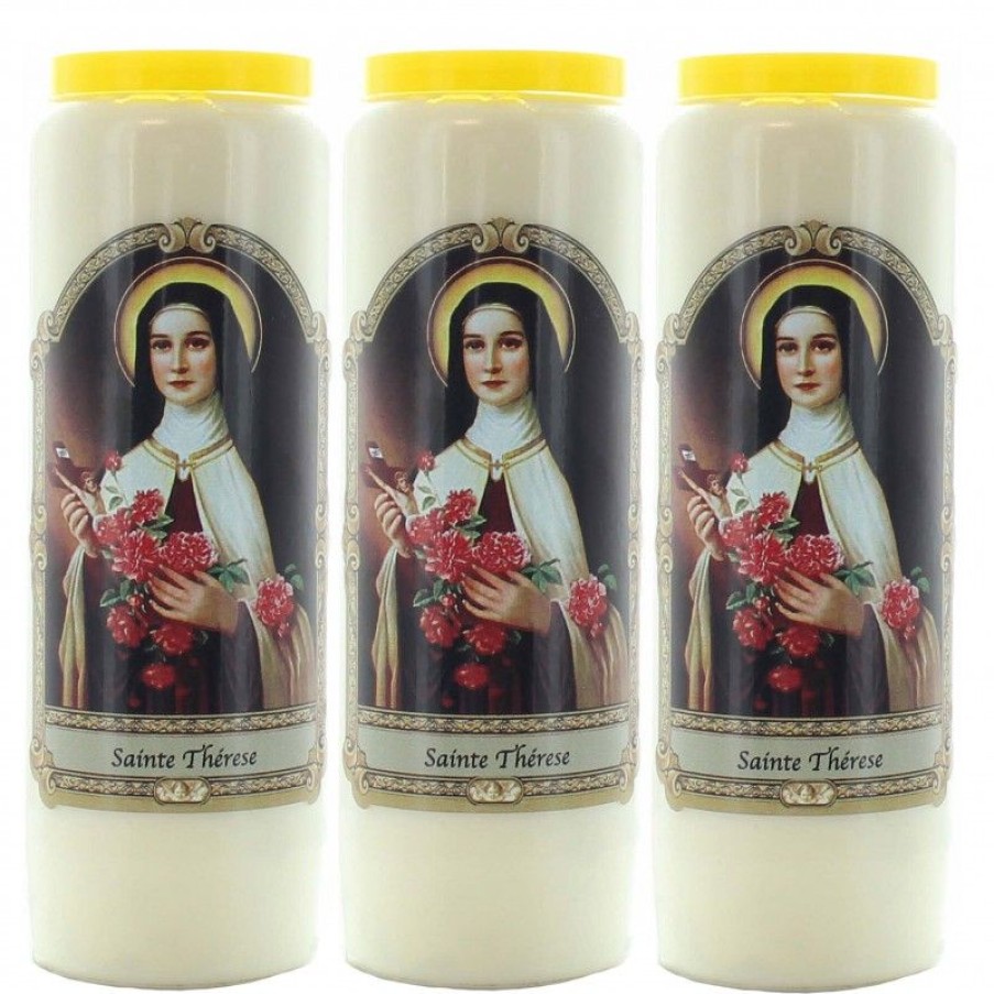 Palais du Rosaire Bougie Neuvaine | Lot De 3 Bougies De Neuvaine Sainte Therese 17,5 Cm