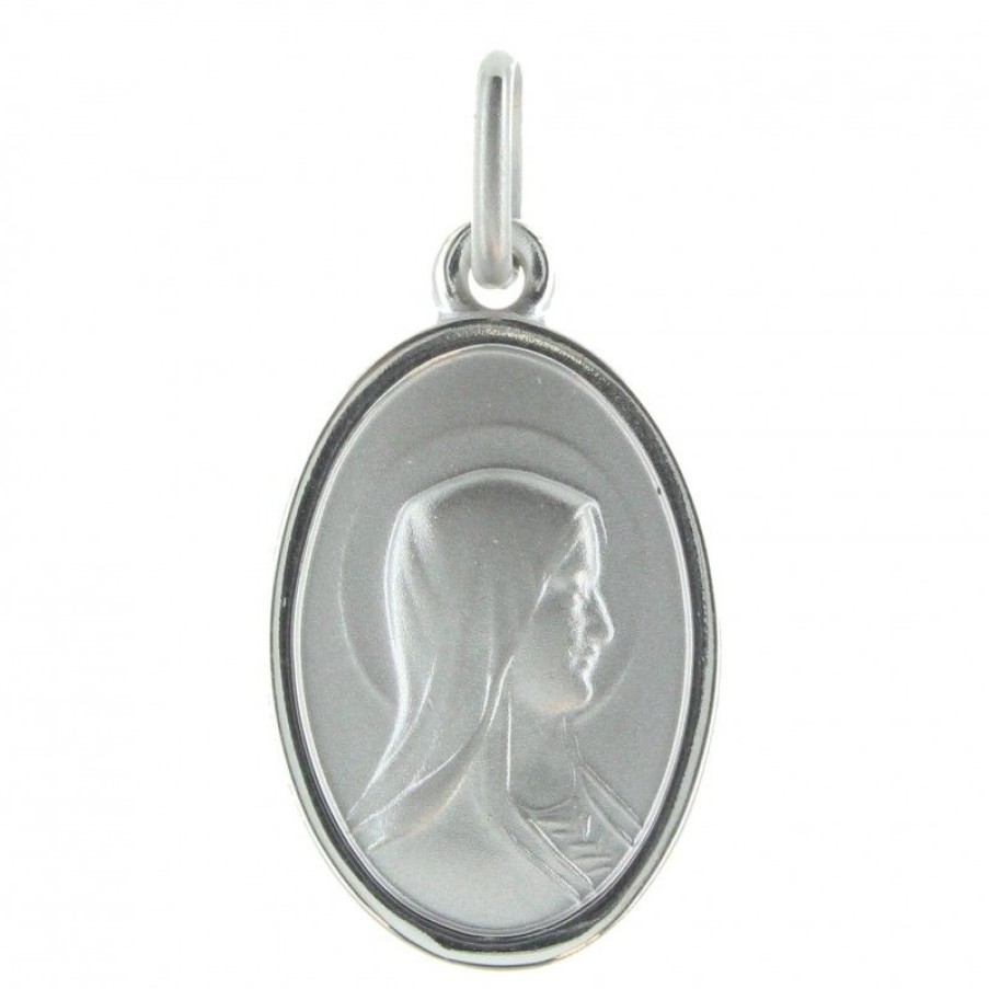 Palais du Rosaire Medaille Et Croix Argent | Medaille En Argent Double Face Vierge Marie Et Apparition De Lourdes 18Mm