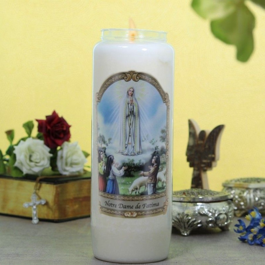Palais du Rosaire Bougie Neuvaine | Bougie Neuvaine Notre Dame De Fatima 17,5Cm