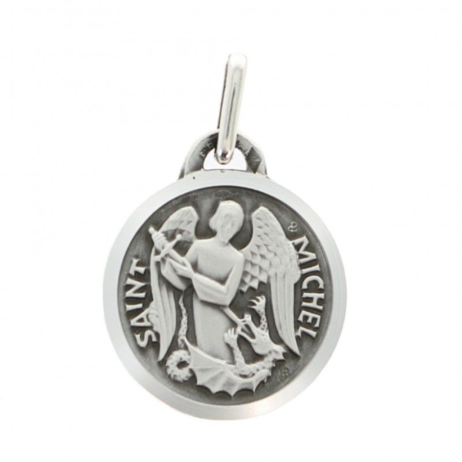 Palais du Rosaire Medaille Et Croix Argent | Medaille En Argent De Saint-Michel De 16Mm