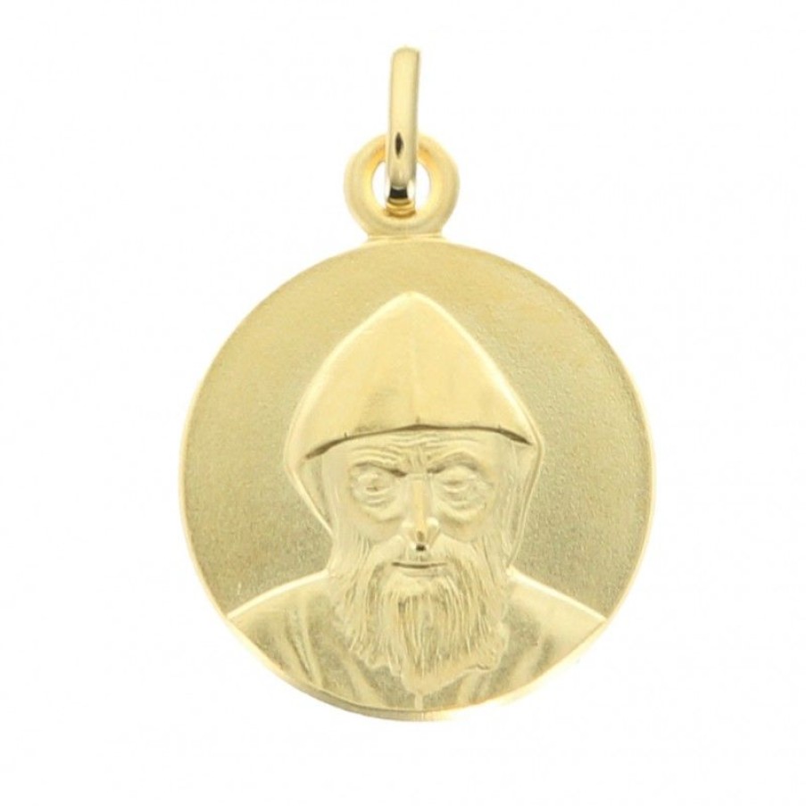 Palais du Rosaire Medaille Et Croix Plaque Or | Medaille De Saint Charbel De 16Mm Plaque Or