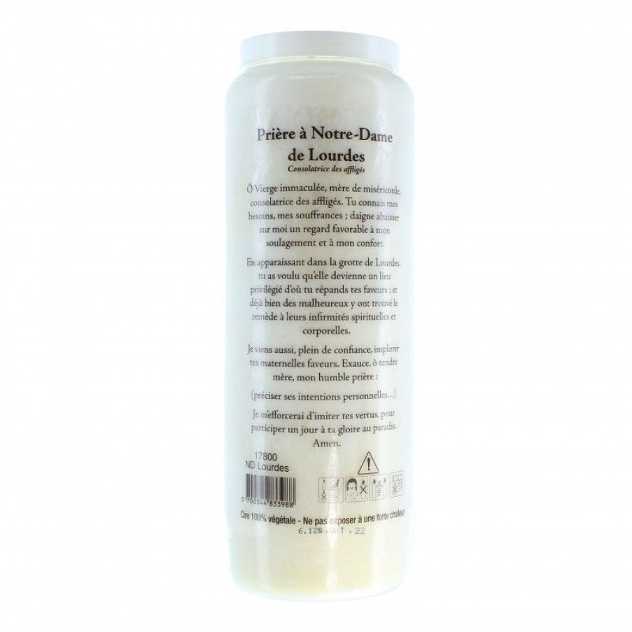 Palais du Rosaire Bougie Neuvaine | Lot De 3 Bougies Neuvaine De Notre Dame De Lourdes Avec Prieres Au Dos