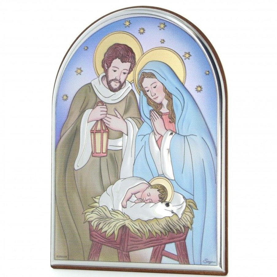 Palais du Rosaire Cadre Religieux | Cadre De La Sainte Famille Sur Plaque Metal Colore 15Cm
