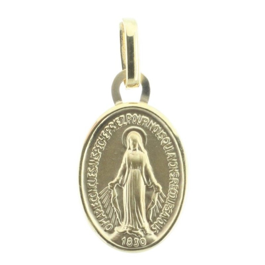 Palais du Rosaire Medaille Et Croix Or | Medaille Miraculeuse Or 13 Mm Bords Polis